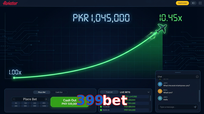 Main screen of 399Bet aviator page for PK players
