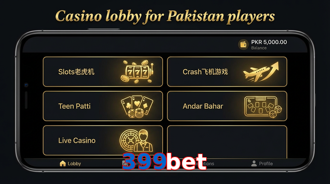 Lobby view of 399Bet for Pakistan users